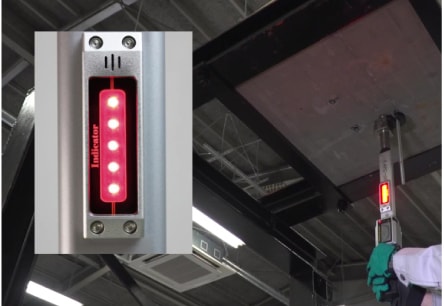 アンカー引張強度試験機　アンカープロチェッカー(APC)　7 検査上限荷重（過荷重）に達すると、ブザー音が警告音に変わり、LEDは赤く点灯します。